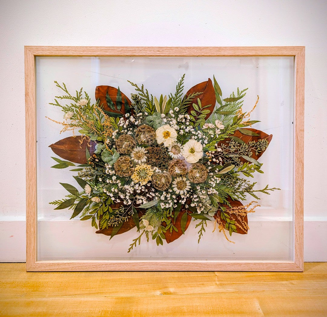 16x20 brown wood floating frame