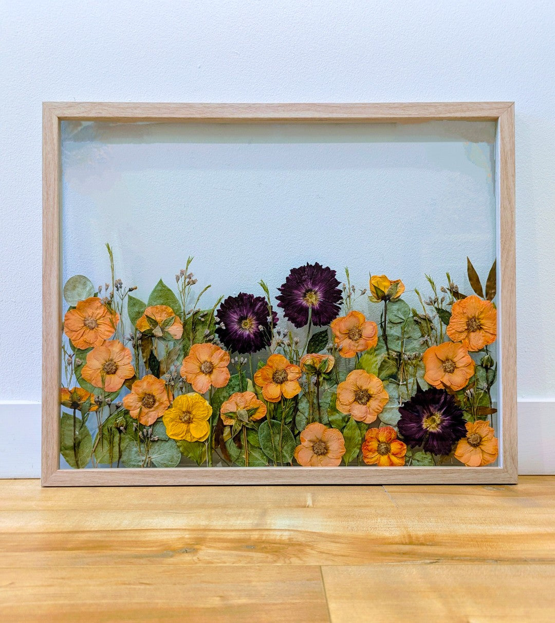 16x20 brown wood floating frame
