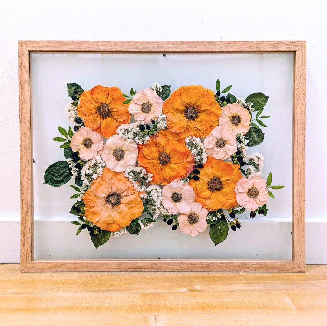 16x20 brown wood floating frame