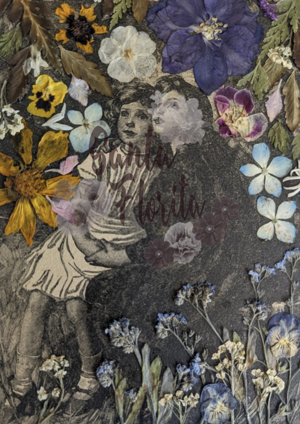 Custom floral print made from preserved flowers, perfect for home decor.