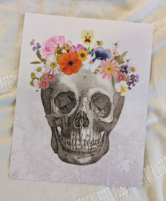 8x10 Skull with floral crown print out PDF